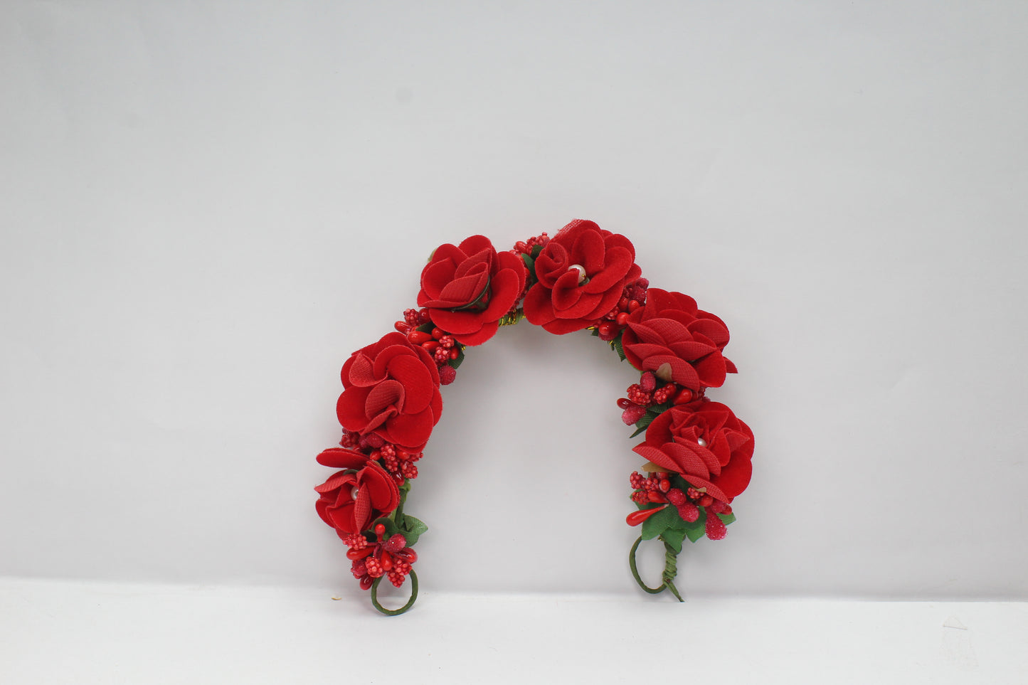 Red Flower Bun Gajra Artificial Juda Fabric Flower Bridal Bun Warp Decoration