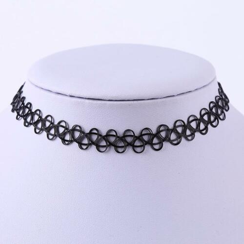 Retro Style Tattoo Necklace Stretch Elastic Choker Black Classic Stretch Vintage