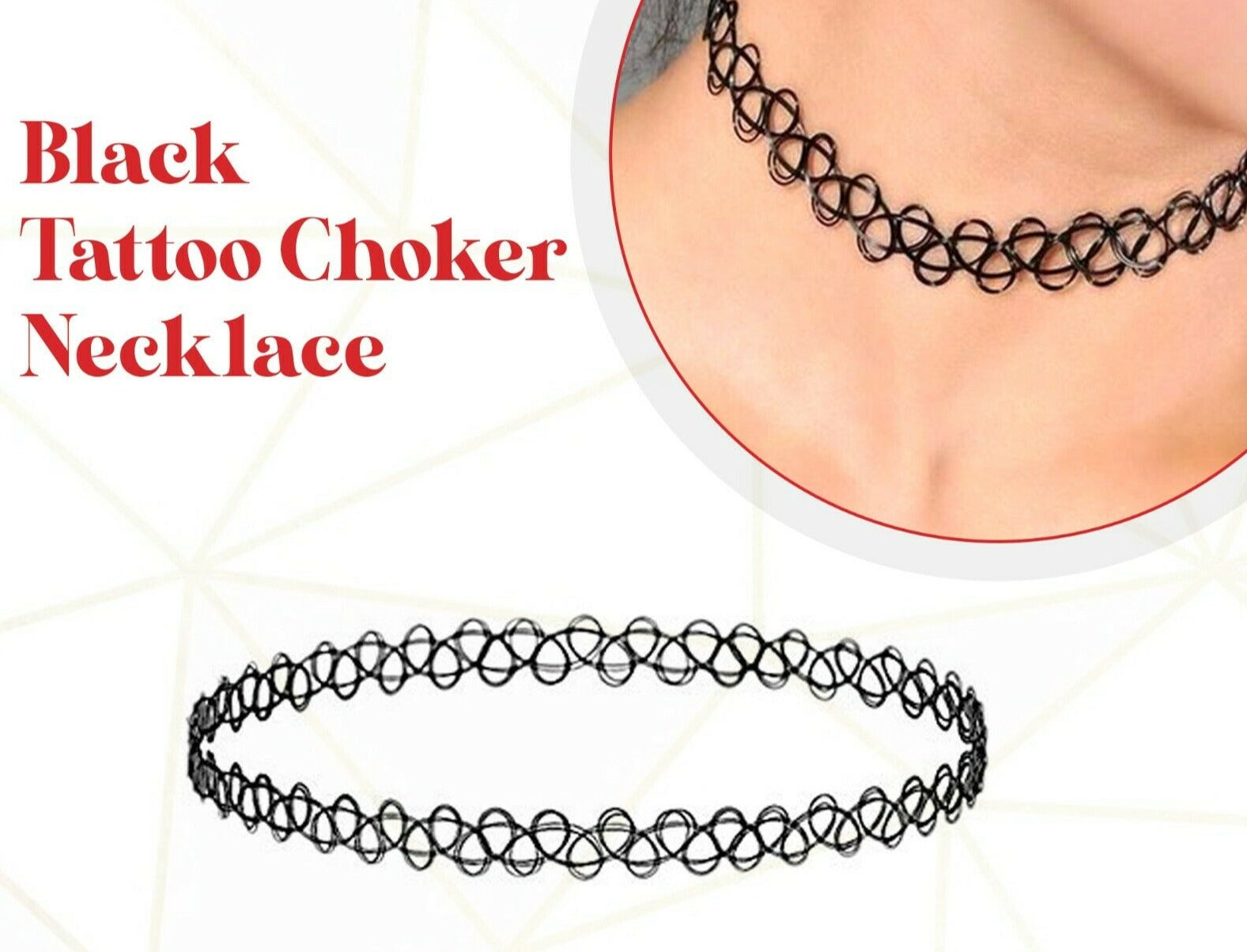 Retro Tattoo Necklace Stretch Choker Black Stretch – Velvet