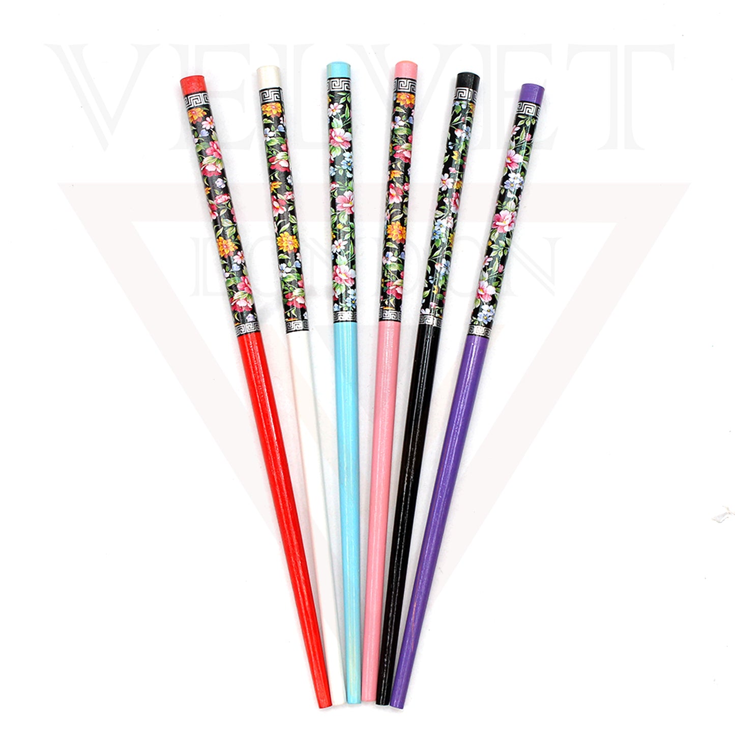 6x Assorted Wooden Colourful Long Hair Sticks Chopsticks Wooden Bun Holder Wood Stick UK