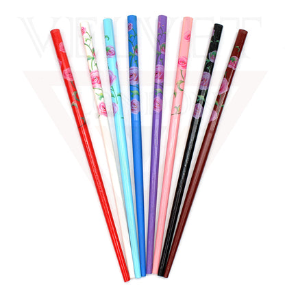 6x Assorted Wooden Colourful Long Hair Sticks Chopsticks Wooden Bun Holder Wood Stick UK