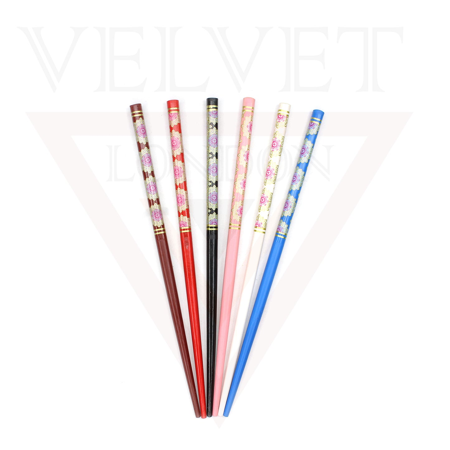 6x Assorted Wooden Colourful Long Hair Sticks Chopsticks Wooden Bun Holder Wood Stick UK