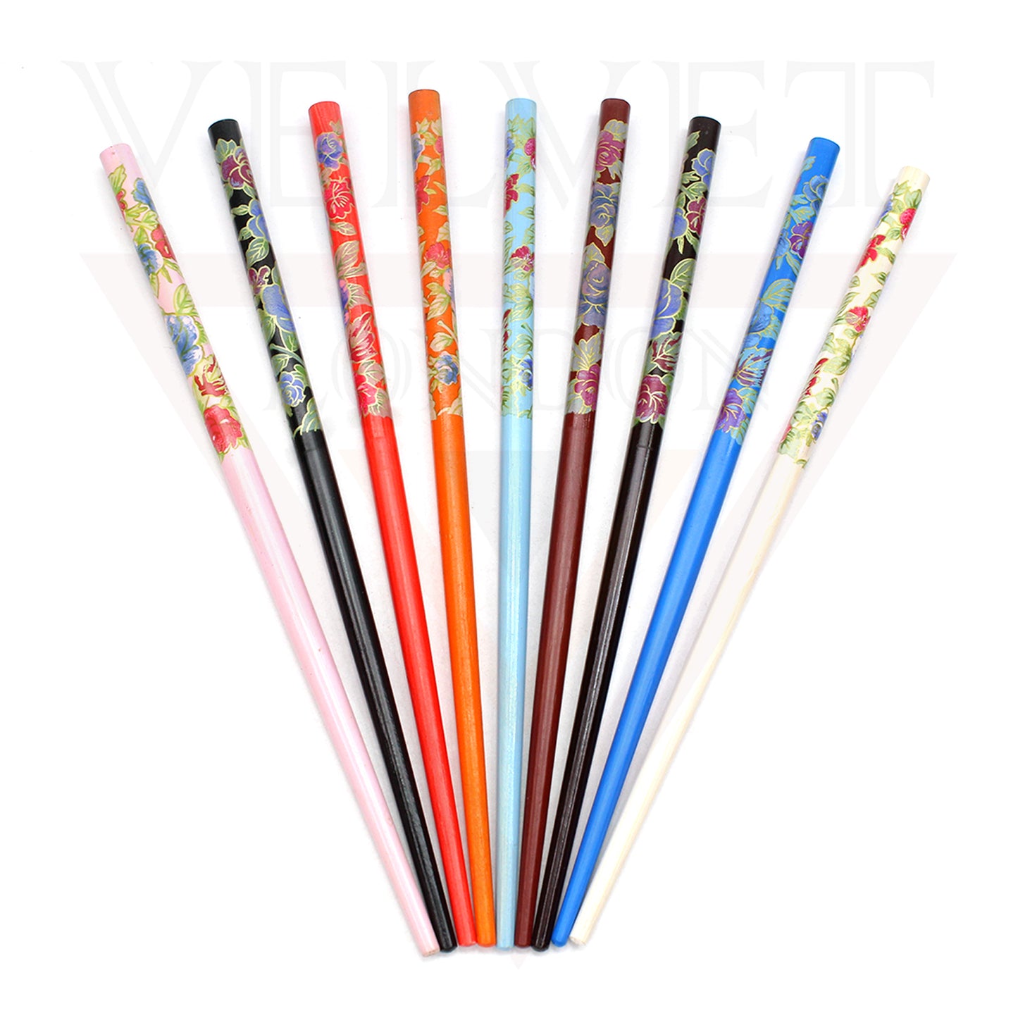 12x Assorted Wooden Colourful Long Hair Sticks Chopsticks Wooden Bun Holder Wood Stick Hair Accessories UK