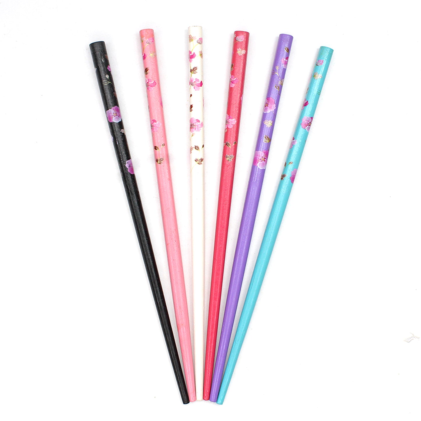 6x Assorted Wooden Colourful Long Hair Sticks Chopsticks Wooden Bun Holder Wood Stick UK