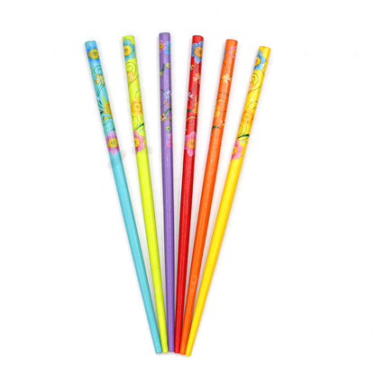 6x Assorted Wooden Colourful Long Hair Sticks Chopsticks Wooden Bun Holder Wood Stick UK