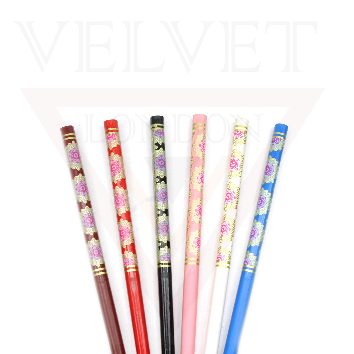 6x Assorted Wooden Colourful Long Hair Sticks Chopsticks Wooden Bun Holder Wood Stick UK