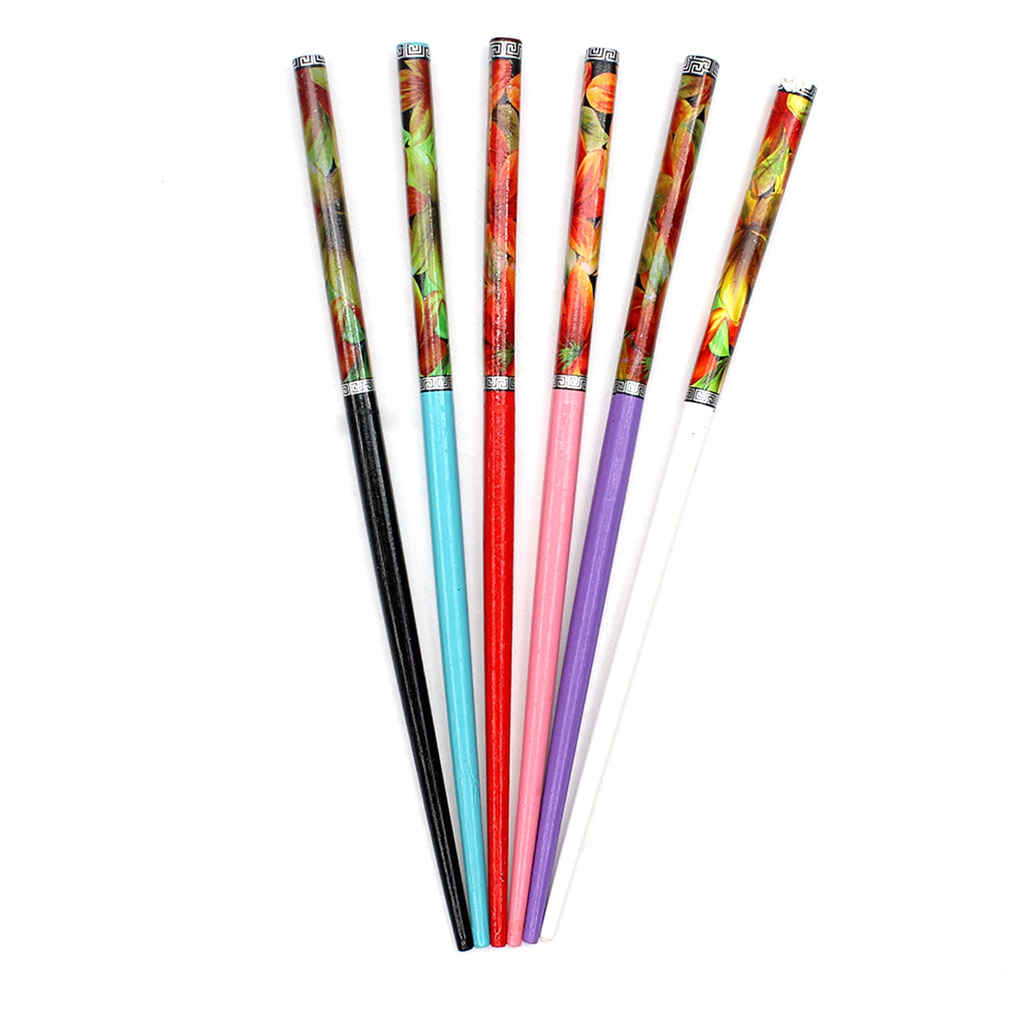 6x Assorted Wooden Colourful Long Hair Sticks Chopsticks Wooden Bun Holder Wood Stick UK