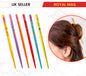 6x Assorted Wooden Colourful Long Hair Sticks Chopsticks Wooden Bun Holder Wood Stick UK