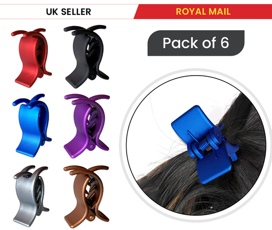 6x Hair Claw Clips Butterfly Matte Regular Clamp Headwear Tiny Hair Clutcher