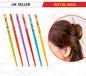 6x Assorted Wooden Colourful Long Hair Sticks Chopsticks Wooden Bun Holder Wood Stick UK