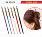 6x Assorted Wooden Colourful Long Hair Sticks Chopsticks Wooden Bun Holder Wood Stick UK