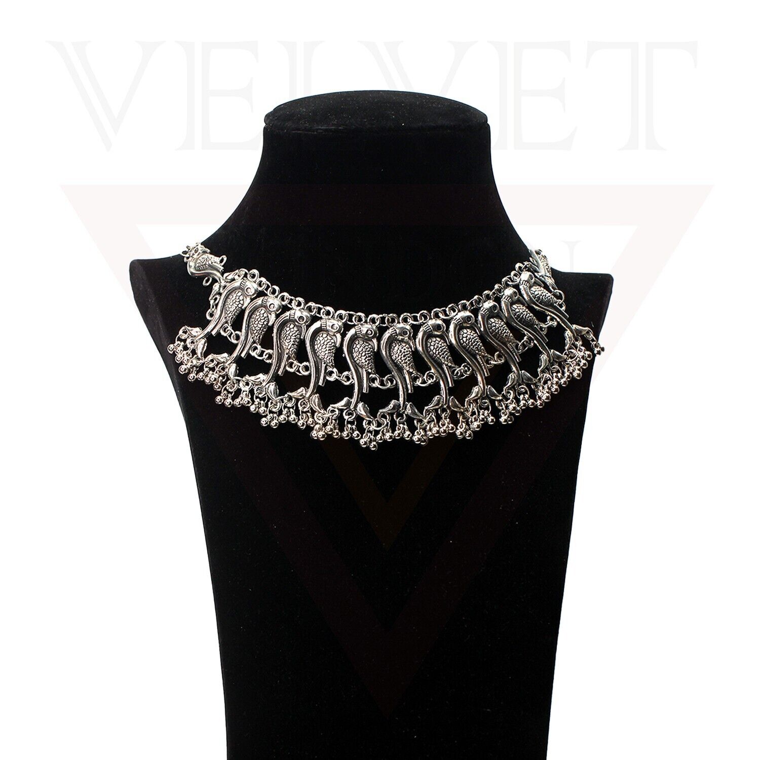 Necklace Earrings Antique German Silver Oxidized Traditional Boho Choker Ethnic
