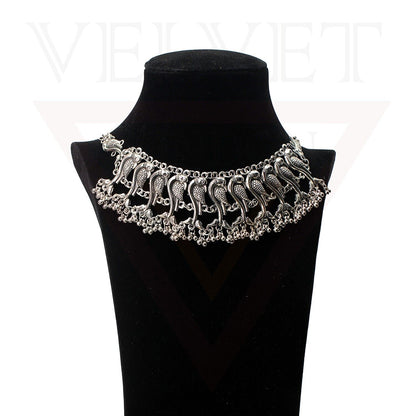 Necklace Earrings Antique German Silver Oxidized Traditional Boho Choker Ethnic