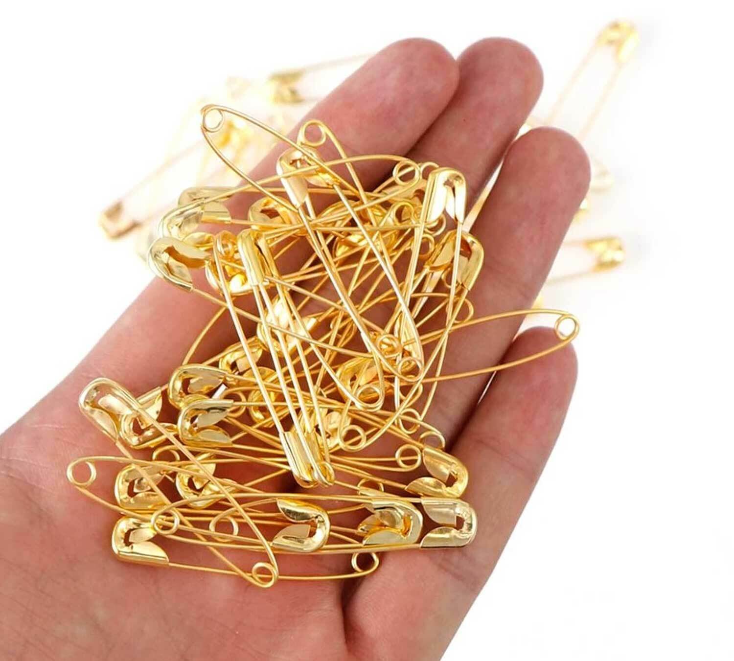 100 Pcs Golden Safety Pins Metal Needles Sewing Craft Multipurpose All Size Pins