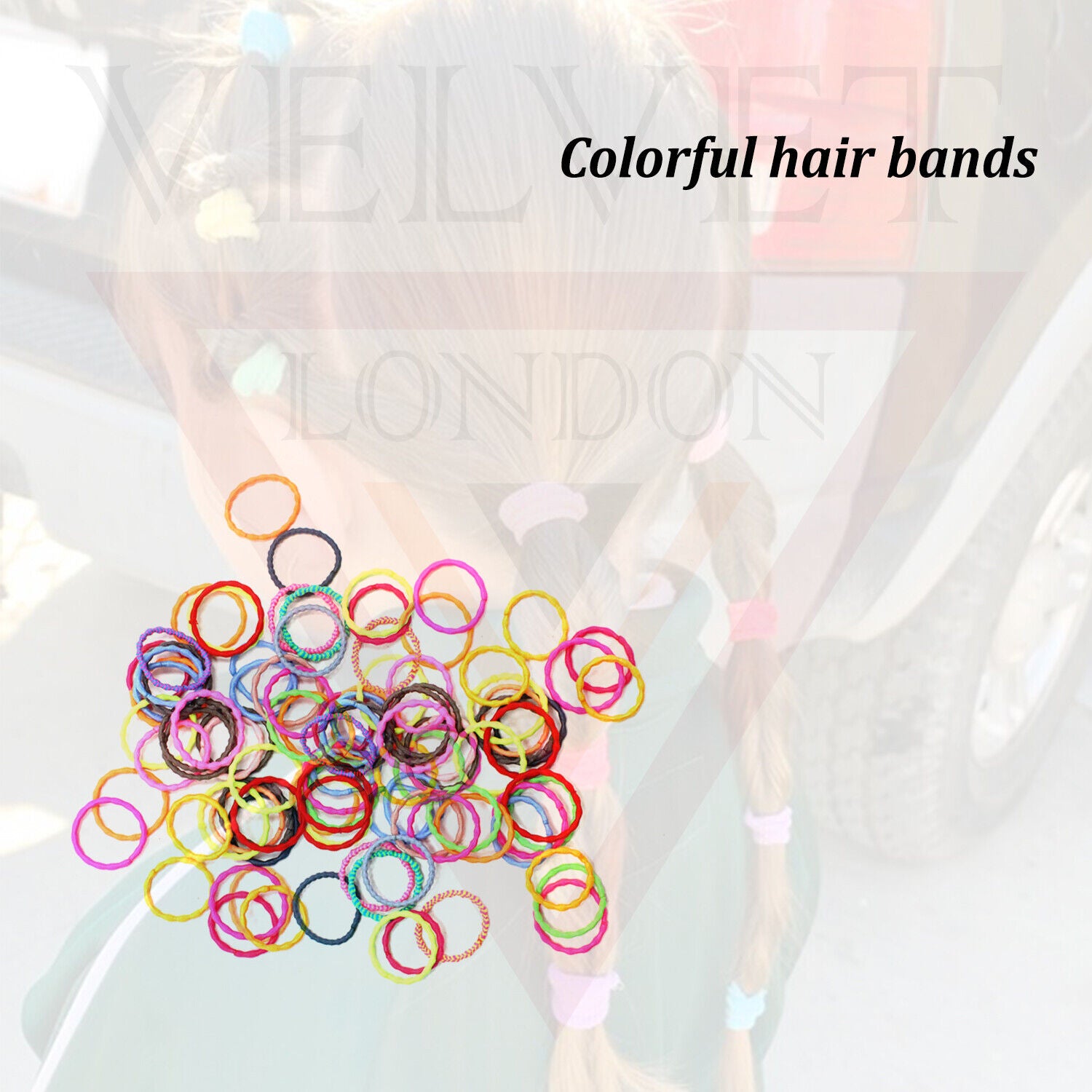 50x Colourful Rubber Bands Children Elastic Hair Bands Rope Hair Ties Ponytail 