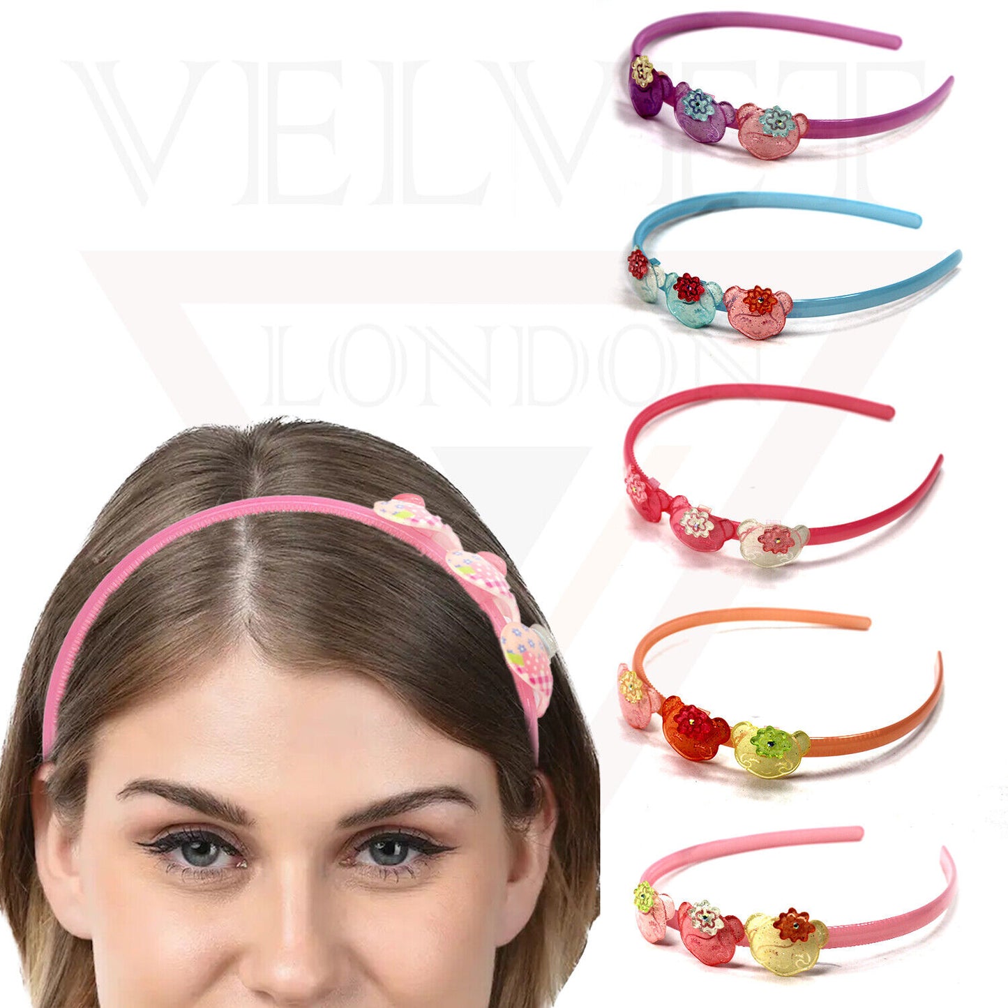 Plastic Headbands Tooth Grip Non Slip Hair Hoop Baby Hair Band Glitter Ladies