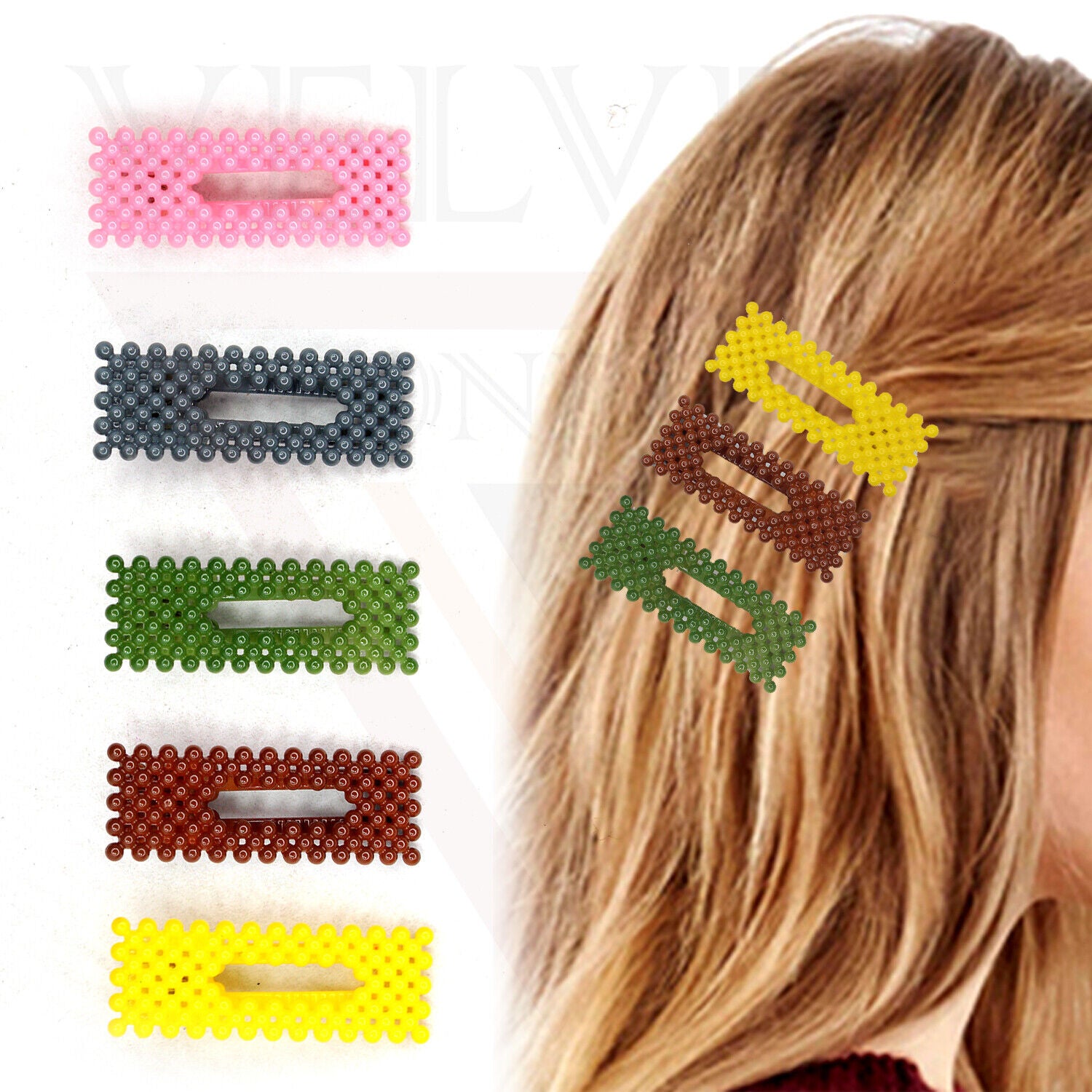 Pearl Hair Clips Plastic Rectangle Shape Hairpins Hair Barrettes Party Wedding