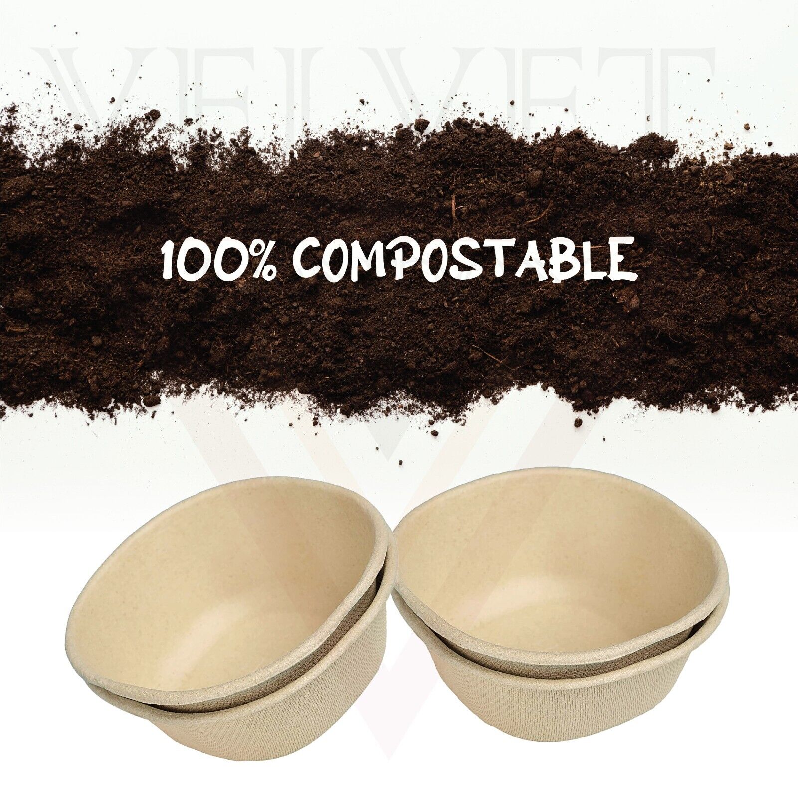 Paper Bowls Biodegradable Sugarcane Bagasse Party Bowls for Salad, Soup, Snacks