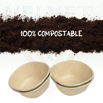 Paper Bowls Biodegradable Sugarcane Bagasse Party Bowls for Salad, Soup, Snacks