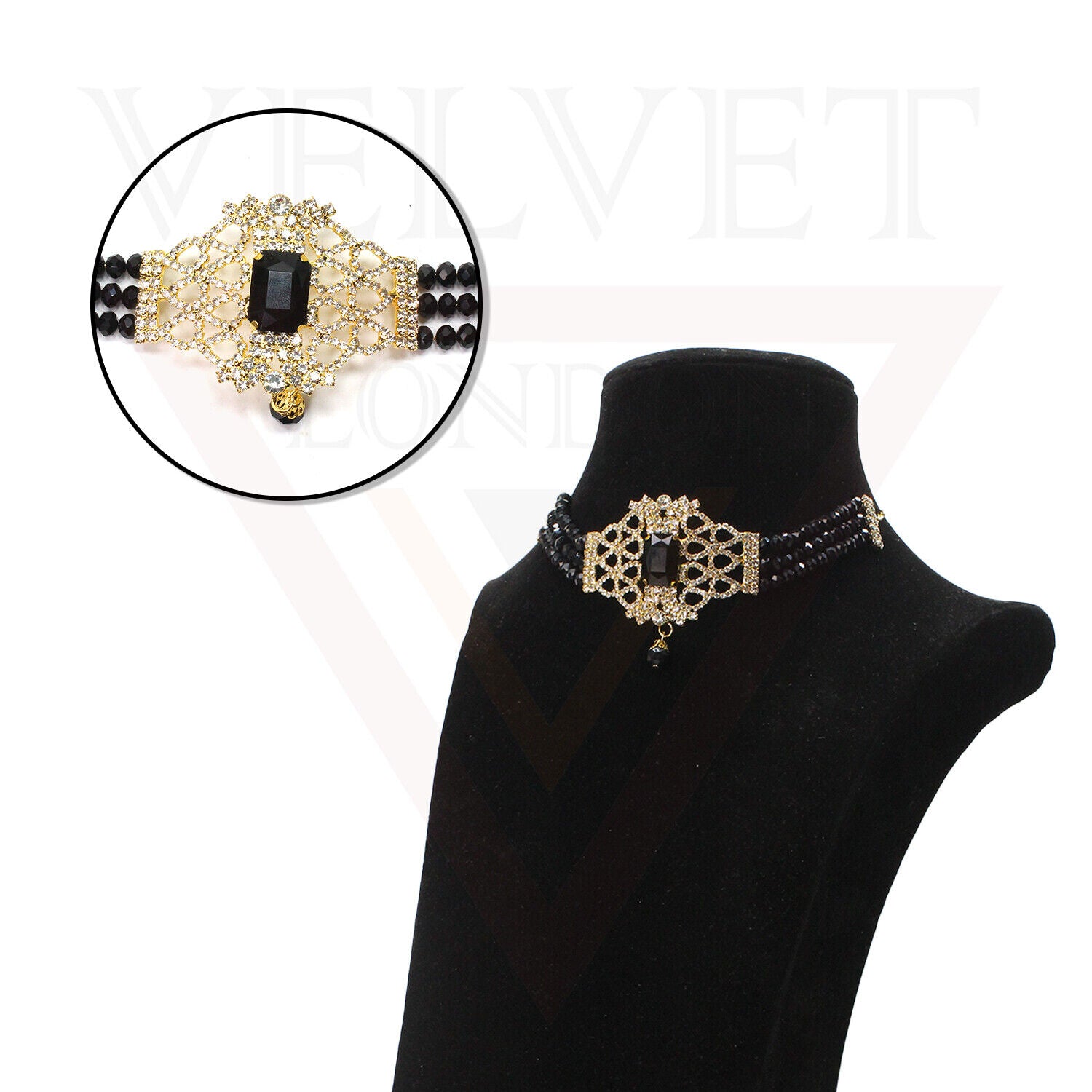 Necklace Earrings Set Crystal Pearl Choker Traditional Beads Girls Jewellery Set