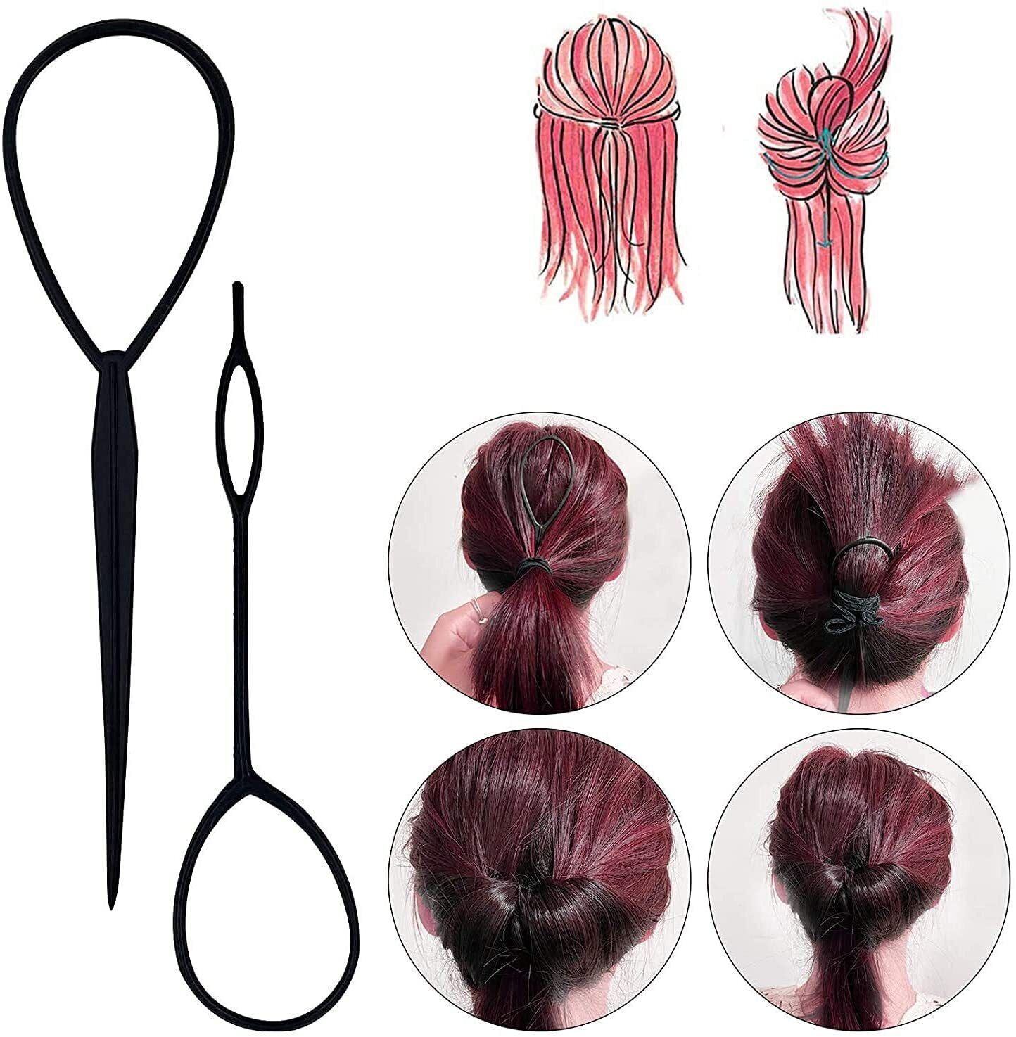 Black Hair Braid Topsy Tail Hair Styling French Hair Braiding Tool Bun Maker