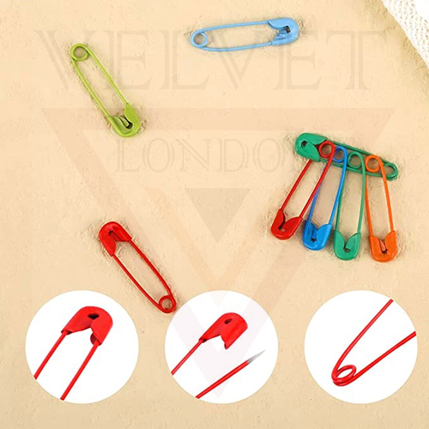 100Pcs Multi-Color Safety Pins For Clothes Craft Sewing Nickel Metal Plated 3 Cm