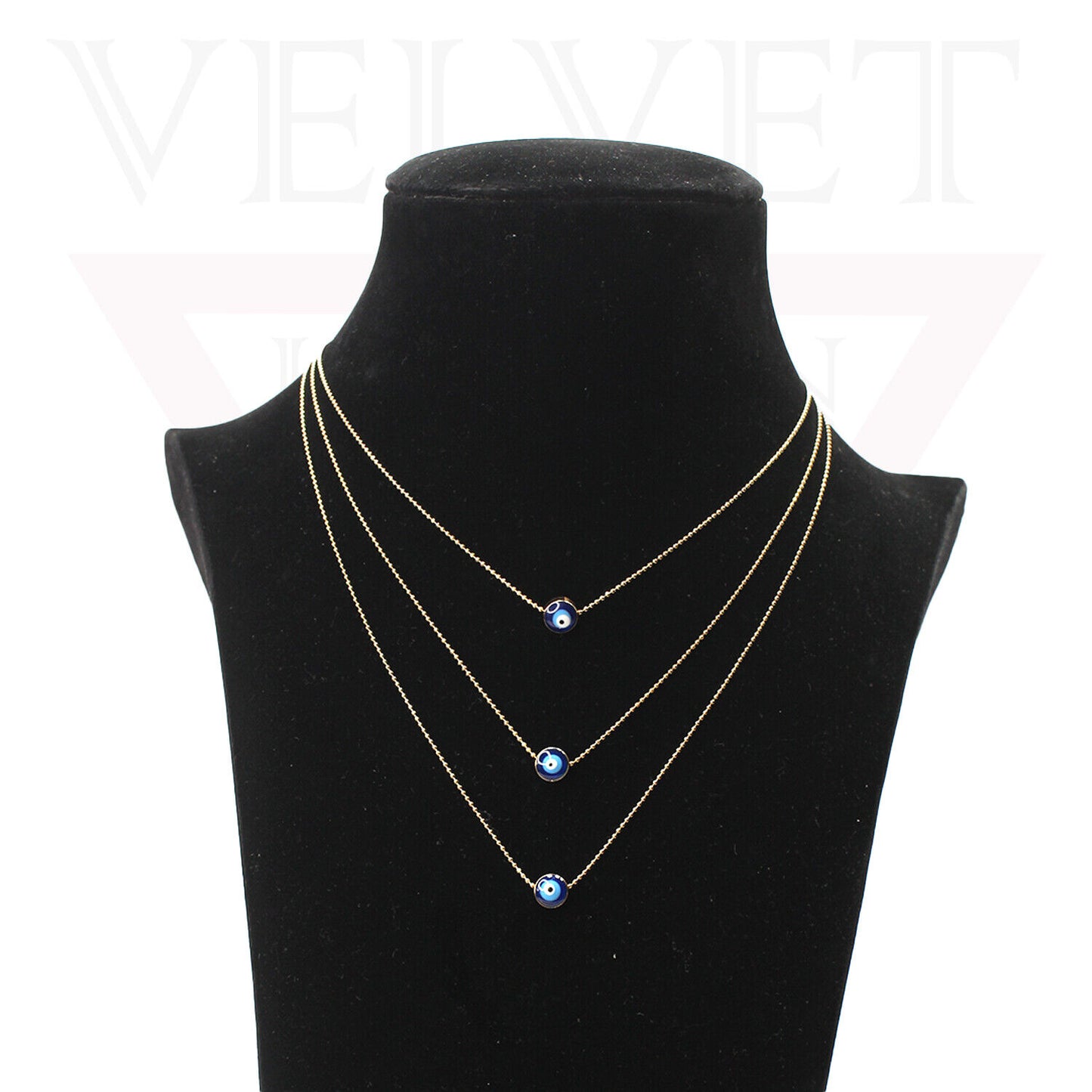 Trendy Golden Multi Layer Chain Necklace Oxidised Evil Eye Pendant Beachwear