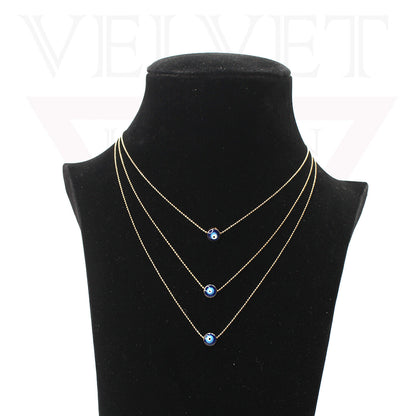 Trendy Golden Multi Layer Chain Necklace Oxidised Evil Eye Pendant Beachwear
