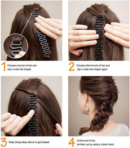 2x Hair Sticks French Hair Braider Braiding Tool Bun Maker Tool Hair Accessories