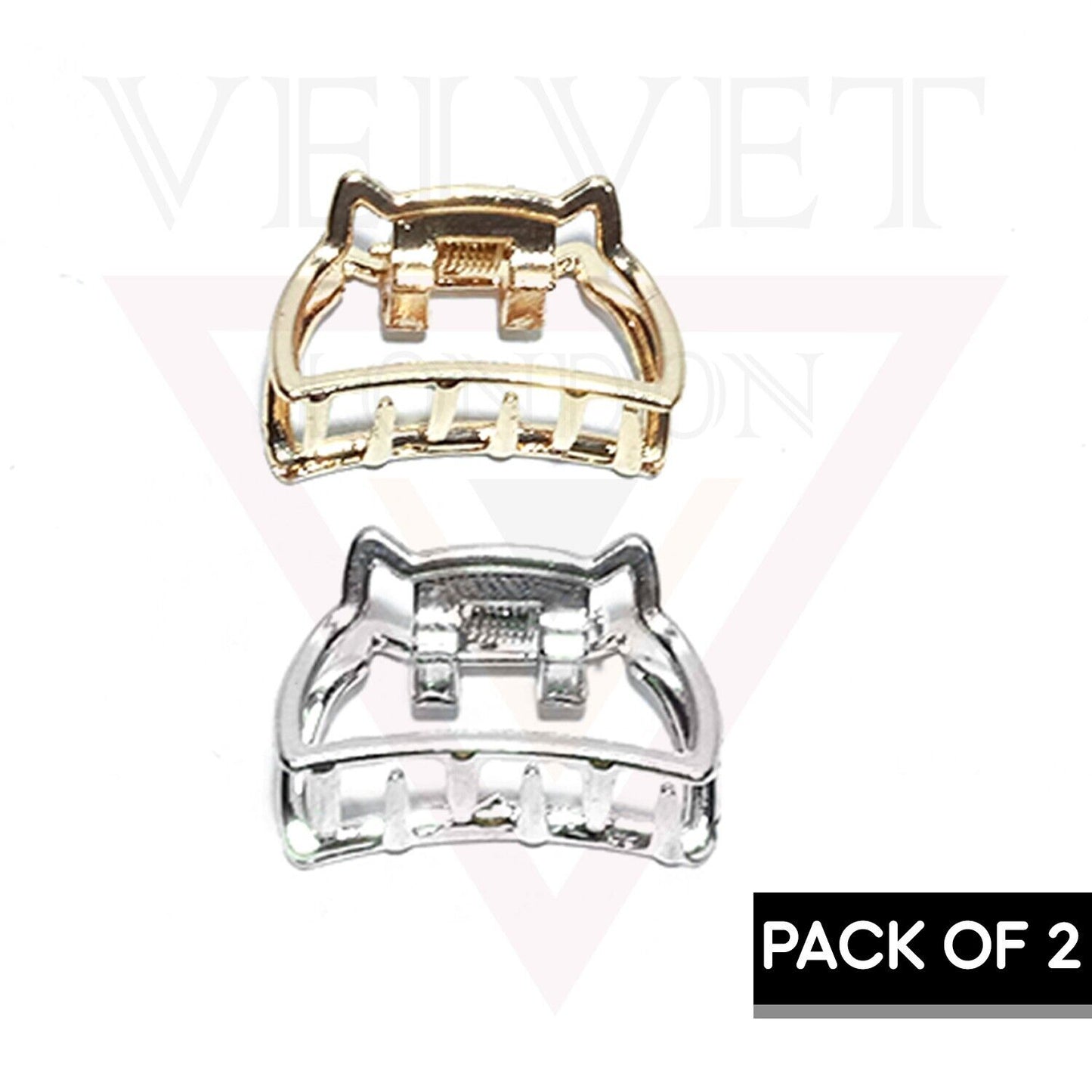 2x Mini Cat Shape Metal Hair Claw Clips Non-Slip Jaw Clip Hair Clamp Butterfly