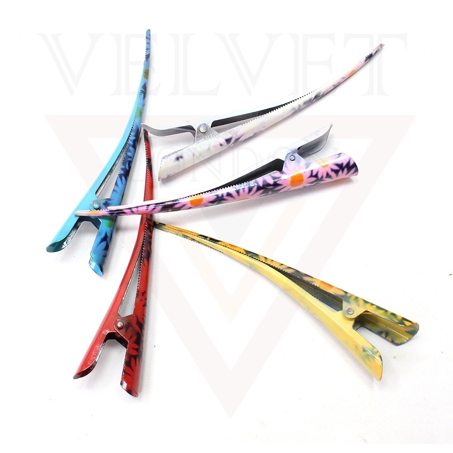 3x Duckbill Hair Clips Assorted Design Metal Crocodile Barrettes Teeth Clips 