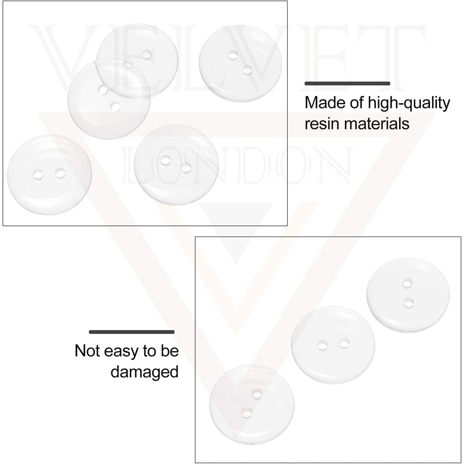 100x Clear Buttons 10mm Round Sewing Button 2 Hole For Sewing Clothes Hat Shirt