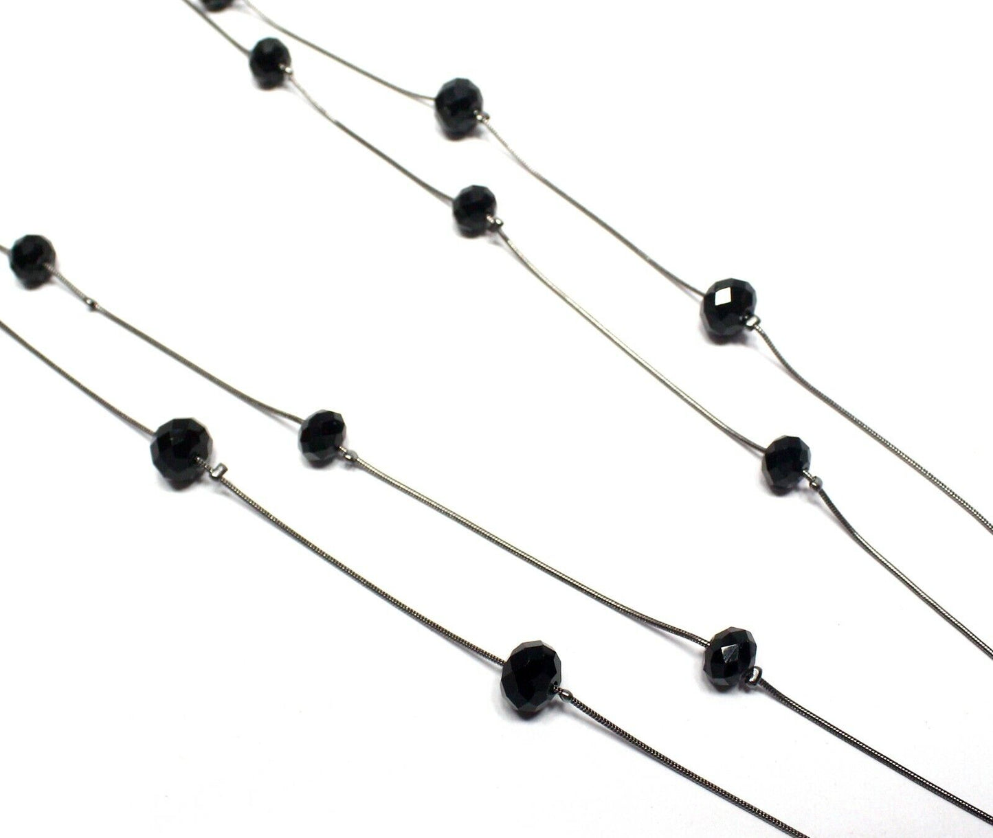 Black Breads Double Layered Long Chain Necklace Partywear Sweater Chain Gift