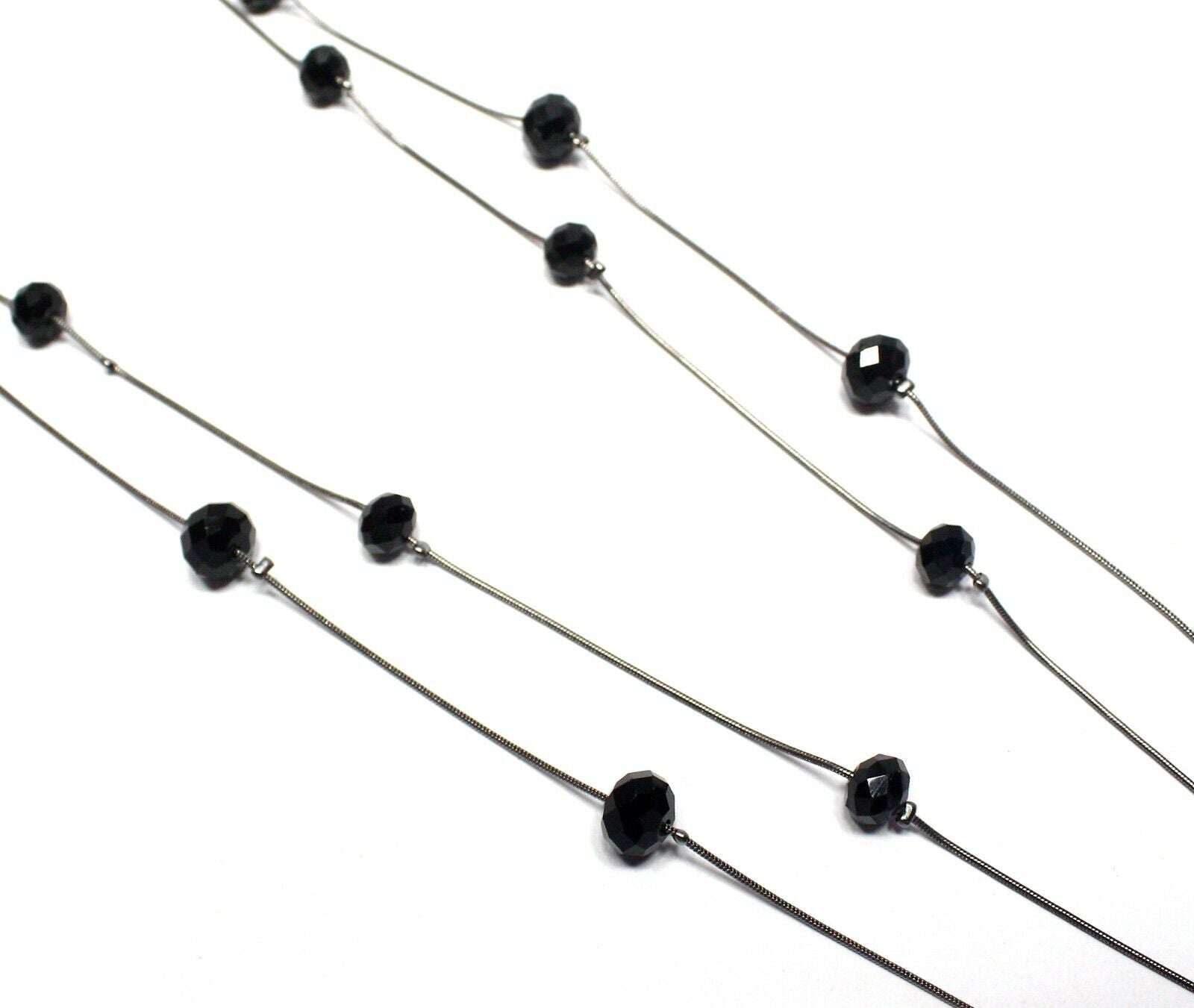Black Breads Double Layered Long Chain Necklace Partywear Sweater Chain Gift