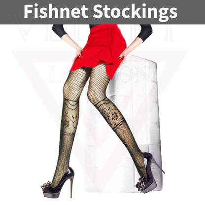 Sexy  Sheer Fishnet Tights High Waist Mesh Pantyhose Patterned Stocking Black
