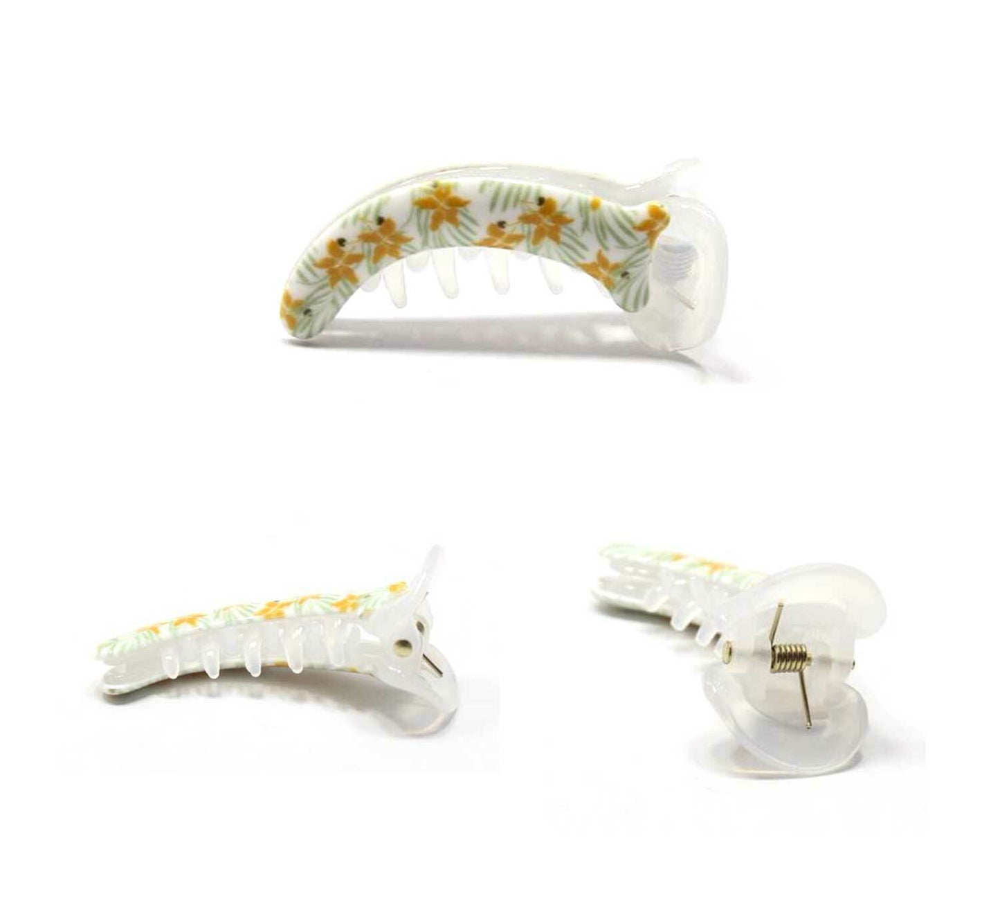 Non-slip Floral Mirchi Clips Flower Print Banana Clip Fishtail Ponytail Holder 