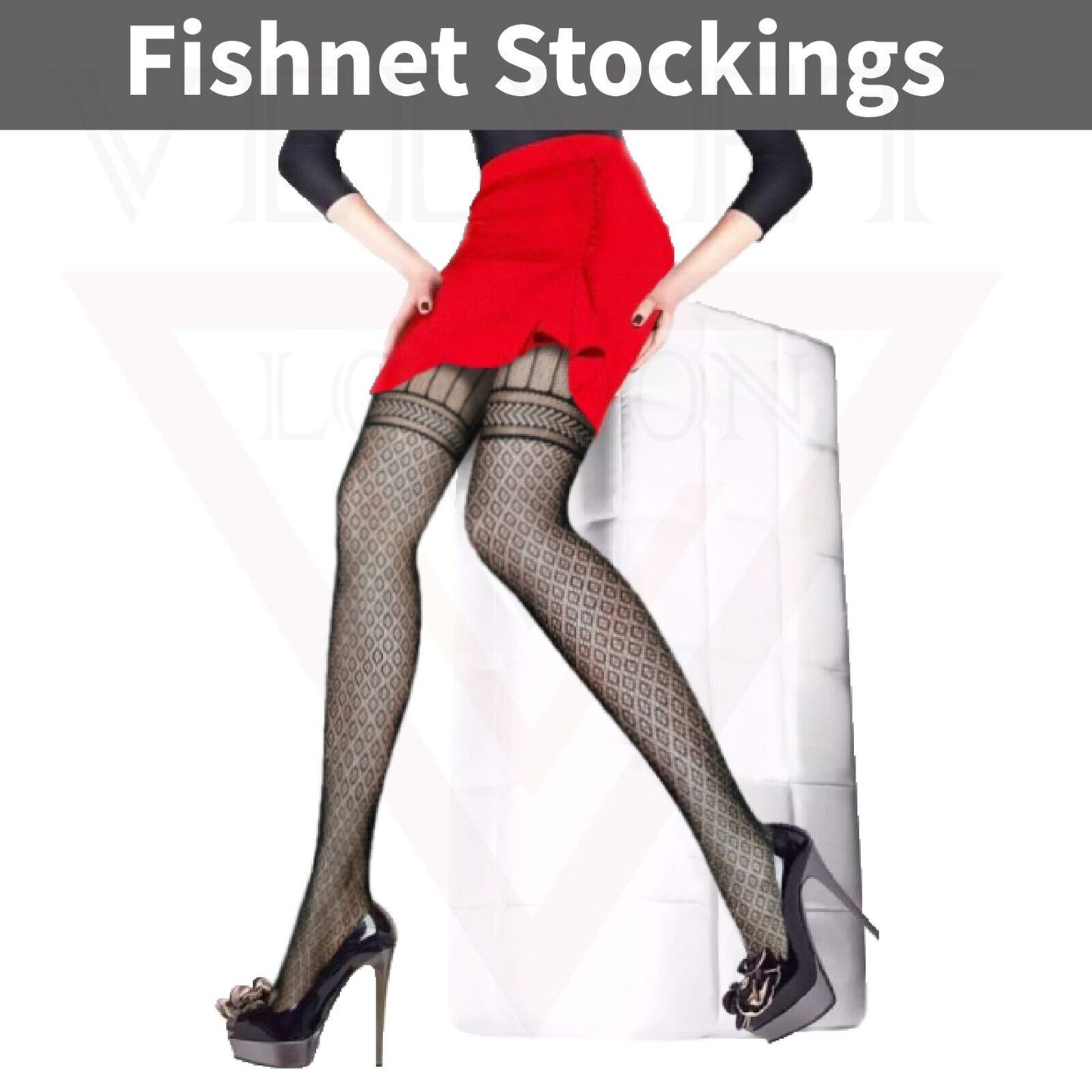 Sexy  Sheer Fishnet Tights High Waist Mesh Pantyhose Patterned Stocking Black