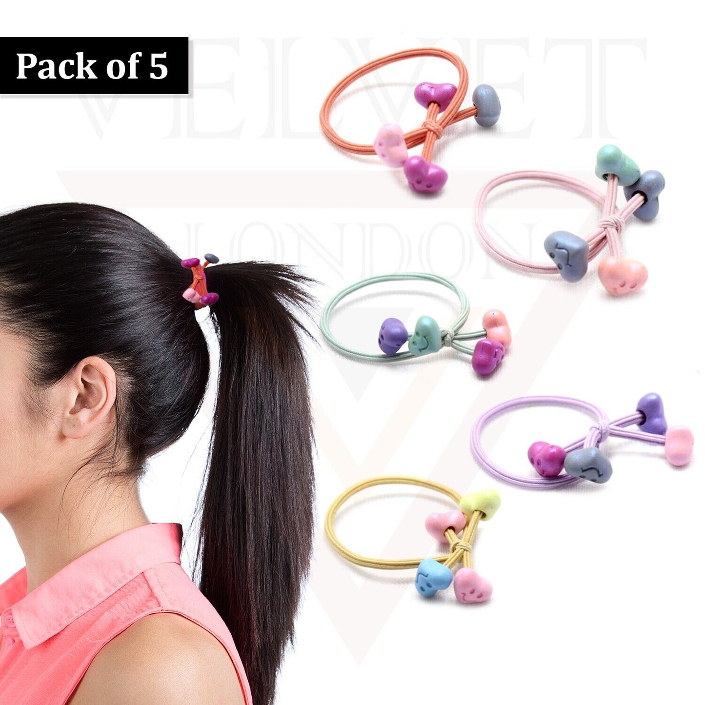 5x Colourful Hair Bands Rope Thin Hairbands Mini Children Elastic Rubber Bands