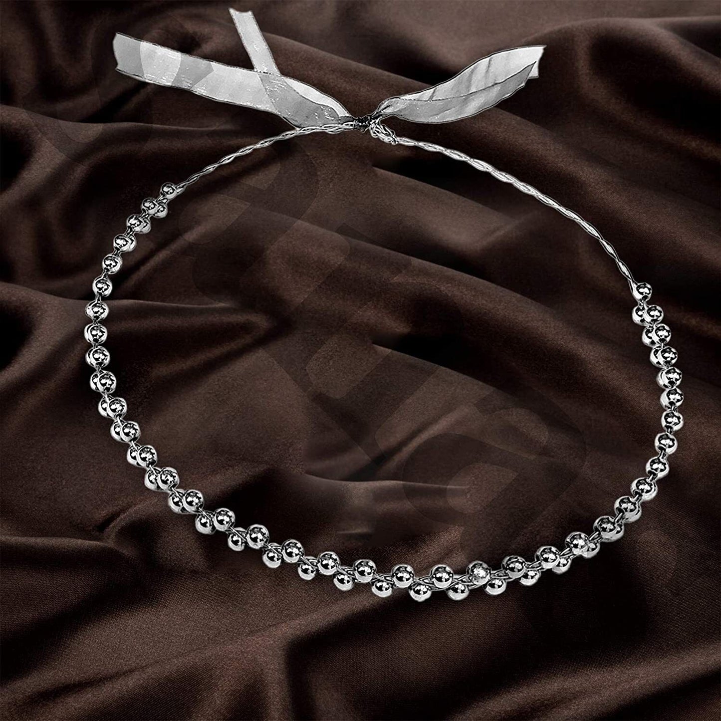 Tiara Crown Headbands Twin Small Pearl With Wire Hair Band Ribbon Party Wedding