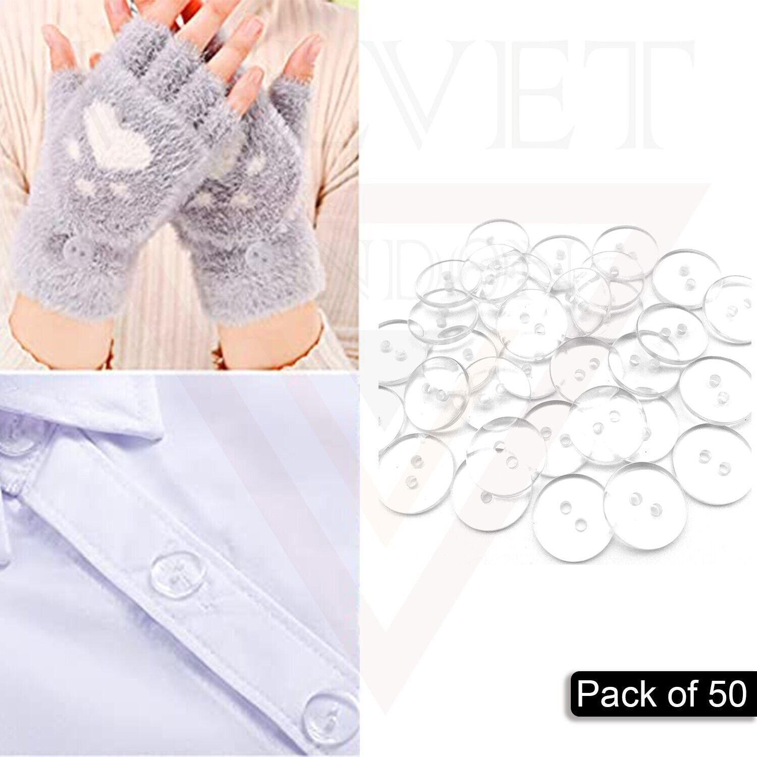 50x Clear Bottons Resin Shirt Round 2 Holes Crafts Shirt Knitting Sewing Clothes