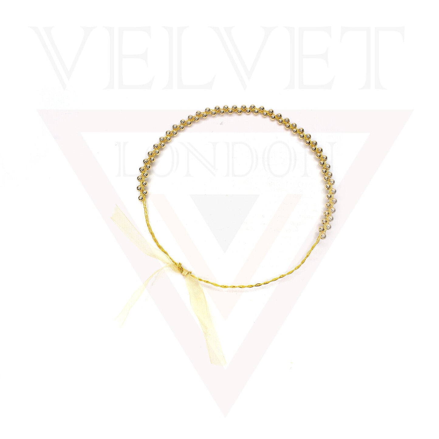 Tiara Crown Headbands Twin Small Pearl With Wire Hair Band Ribbon Party Wedding