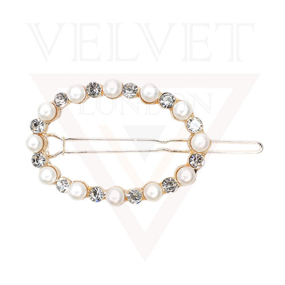 Hair Clips Bride Diamond Pearl Crystal Hair Pins Wedding Metal Slide Clips