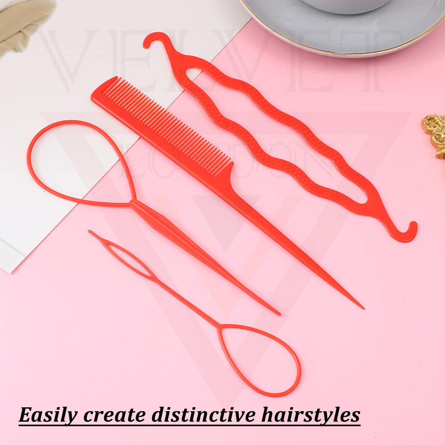 4Pcs Hair Bun Maker Styling Tools Hair Braid Ponytail Loop Maker Topsy Tools