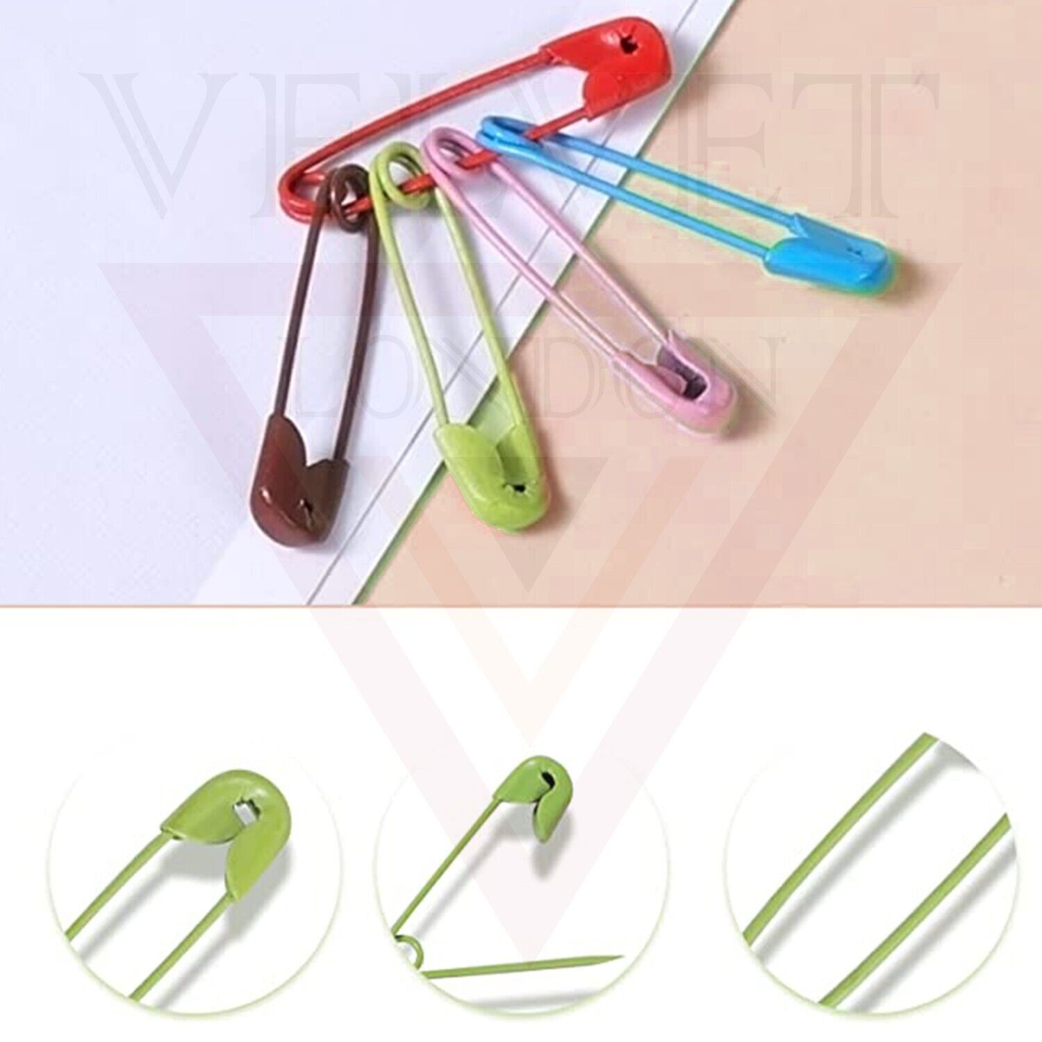 50Pcs Multi-Color Safety Pins For Clothe Craft Sewing Nickel Metal Plated 5.5 CM