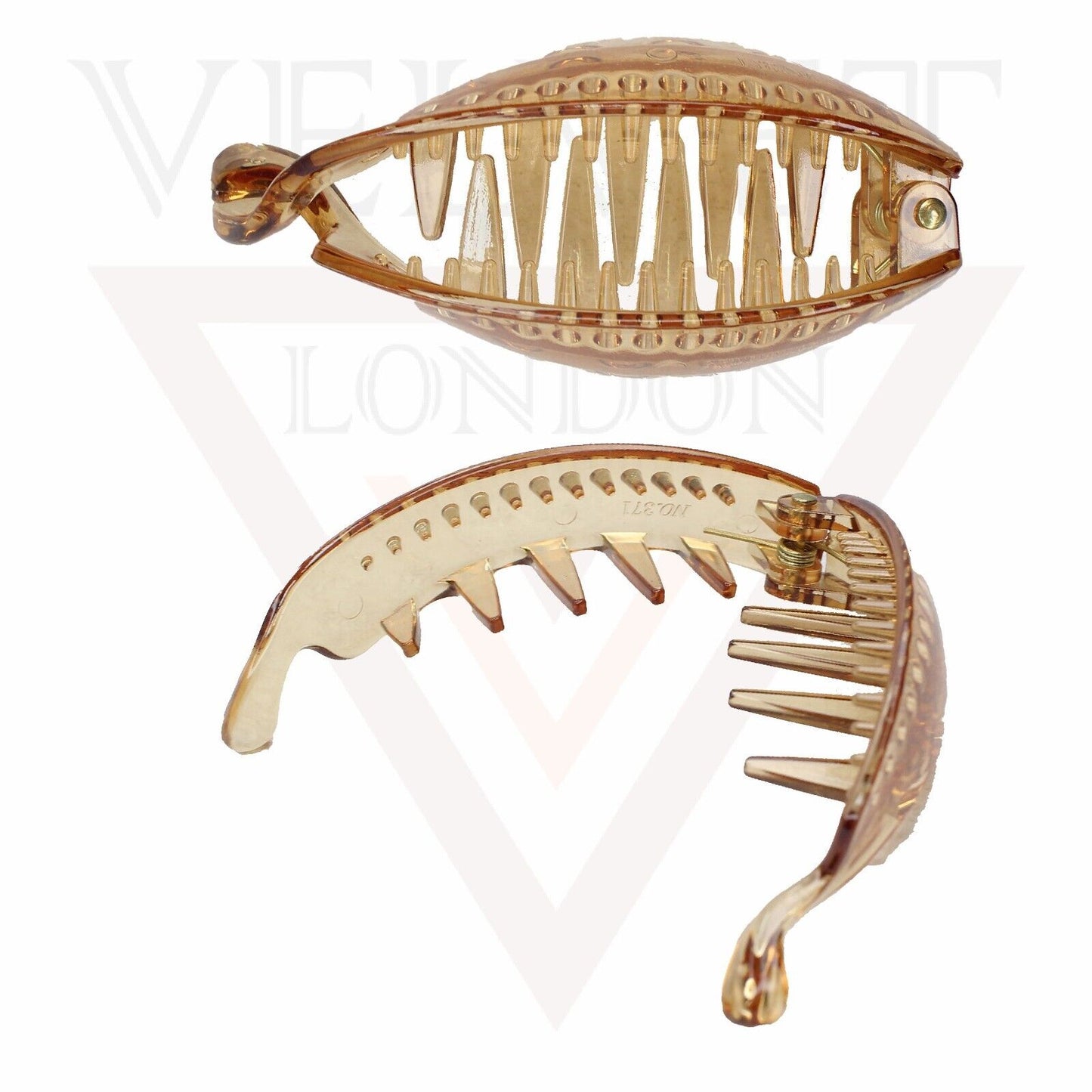 Banana Clip Transparent Oval Hair Clips Comb Ponytail Holder Non-Silp Grip Clamp