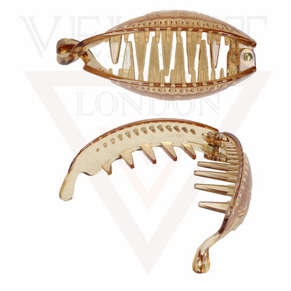 Banana Clip Transparent Oval Hair Clips Comb Ponytail Holder Non-Silp Grip Clamp