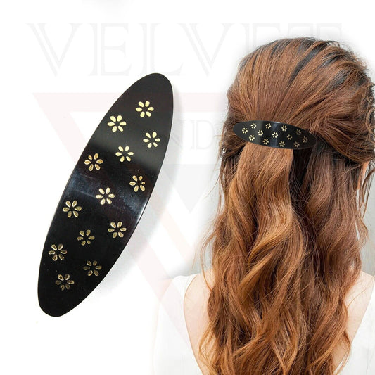 Black Hair Clips Snap Hair Barrettes Automatic Acrylic Tortoise Rectangle Clips