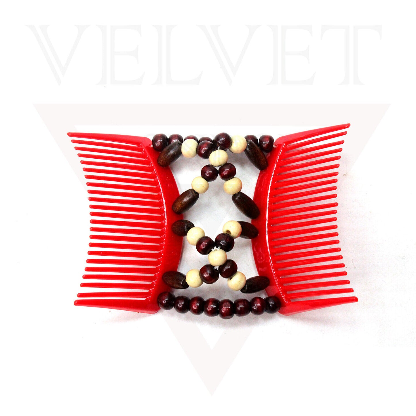 Wooden Beads Magic Hair Combs Clips Elastic Stretchy Double Hair Styling Clips