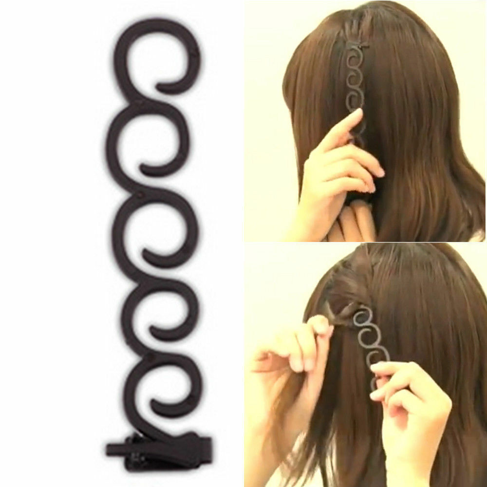 2pcs French Hair Braiding Tool Roller With Hook Twist Styling Bun Maker Clips