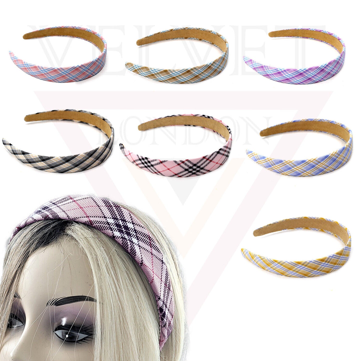 Headband Hair Hoop Chex Designs Hair Bands Non-slip Fabric Cute Outdoor Band